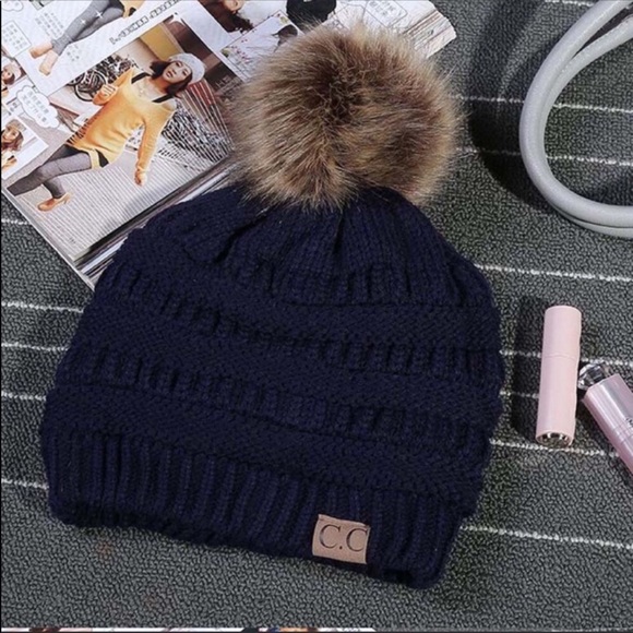 Accessories - RESTOCKED! CC Exclusive Pom Pom Beanie Fur Navy